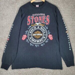 Vintage Rolling Stones Harley Davidson Rock & Roll Long Sleeve T Shirt XL